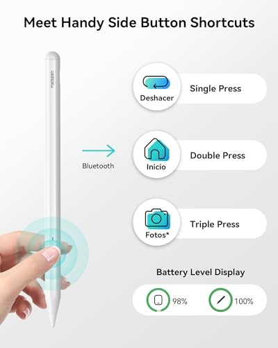 Metapen Pencil A11 for iPad 6th 11th  Quick Button & Bluetooth  2X Fast Charge Stylus Pen for 2018 2025 Apple iPad a16/11/10/9/8/7/6th Gen  Pro 12 9/11/13 inch M4  Air3/4/5/M2/M3  Mini 5/6th
