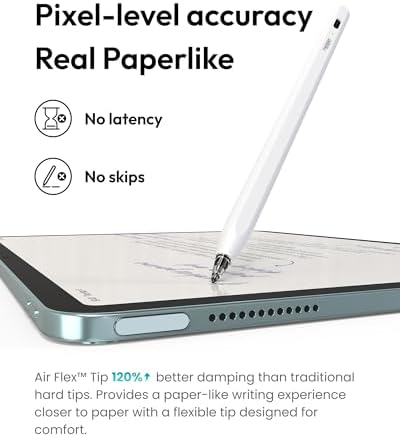 Metapen Pencil Air8 Pro for iPad 2018 2026  Ultra Quiet  2X Fast Charging  Palm Rejection Stylus Pen for iPad a16/11/10/9/8/7/6th Gen  Pro 12 9/11/13 inch M4  Air 3/4/5/M2/M3/M4  Mini 5/6th