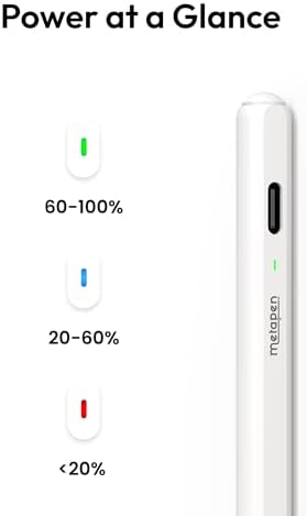 Metapen Pencil Air8 Pro for iPad 2018 2026  Ultra Quiet  2X Fast Charging  Palm Rejection Stylus Pen for iPad a16/11/10/9/8/7/6th Gen  Pro 12 9/11/13 inch M4  Air 3/4/5/M2/M3/M4  Mini 5/6th