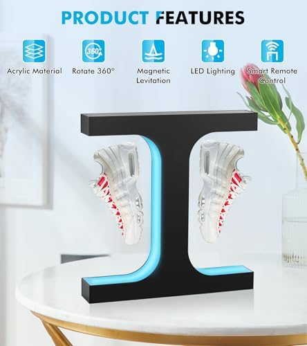 Meticuloso Levitating Shoe Display Stand  Hanging Shoe Rack LED Floating Shoe Display  for Shoe Weight <550g Magnetic Levitating Sneaker Stand for Shoes Collectors Advertising Exhibition Shoe