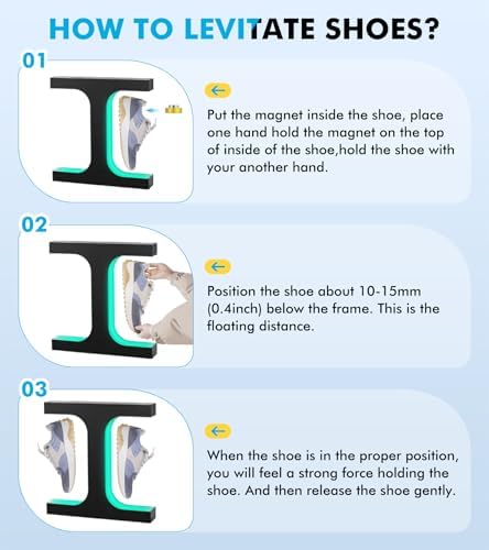 Meticuloso Levitating Shoe Display Stand  Hanging Shoe Rack LED Floating Shoe Display  for Shoe Weight <550g Magnetic Levitating Sneaker Stand for Shoes Collectors Advertising Exhibition Shoe