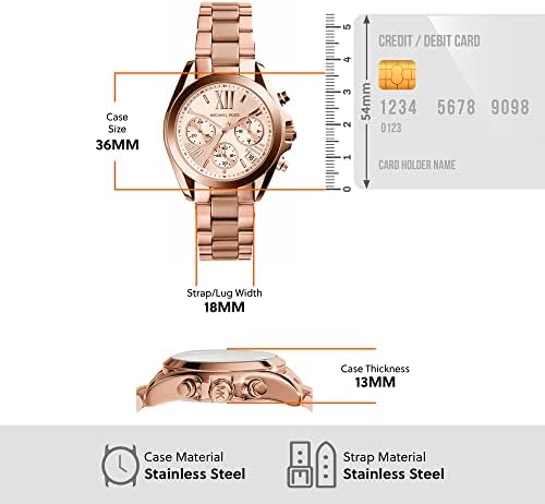 Michael Kors Bradshaw Womens Watch  Stainless Steel Chronograph Watch for Women with Steel or Leather Band