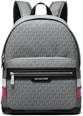 Michael Kors Malone Backpack  Silver Tone Hardware/Crimson Signature Stripe