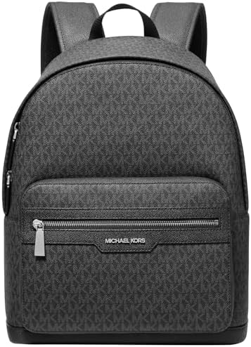 Michael Kors Malone Backpack  Silver Tone Hardware/Crimson Signature Stripe