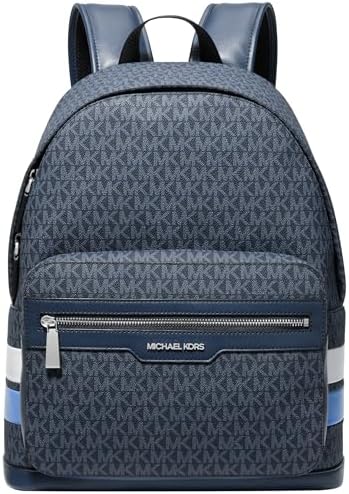 Michael Kors Malone Backpack  Silver Tone Hardware/Crimson Signature Stripe