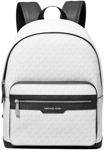 Michael Kors Malone Backpack  Silver Tone Hardware/Crimson Signature Stripe