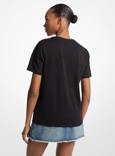 Michael Kors Womens Rhinestud MK Logo T Shirt