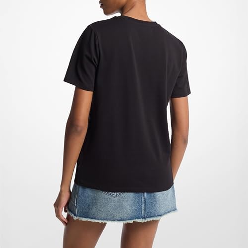 Michael Kors Womens Rhinestud MK Logo T Shirt