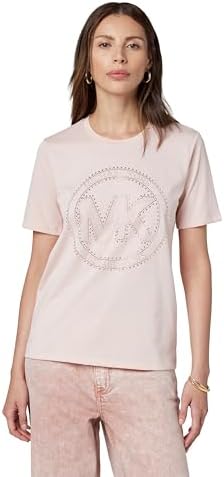 Michael Kors Womens Rhinestud MK Logo T Shirt