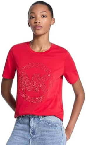 Michael Kors Womens Rhinestud MK Logo T Shirt