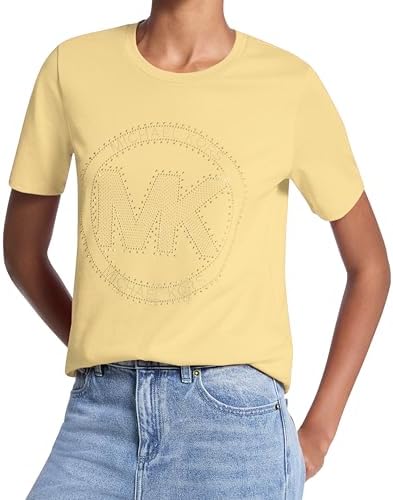 Michael Kors Womens Rhinestud MK Logo T Shirt