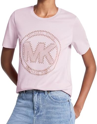 Michael Kors Womens Rhinestud MK Logo T Shirt