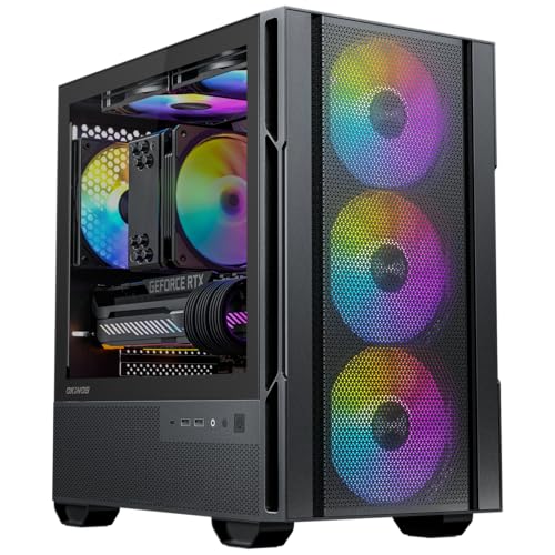 Micro ATX Case  4   120mm ARGB Non PWM Case Fans Pre Installed  MATX PC Case  Temper Glass Side Panel  with Type C  Black  Cypress 3 ARGB