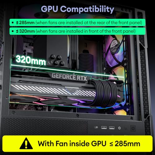 Micro ATX Case  4   120mm ARGB Non PWM Case Fans Pre Installed  MATX PC Case  Temper Glass Side Panel  with Type C  Black  Cypress 3 ARGB