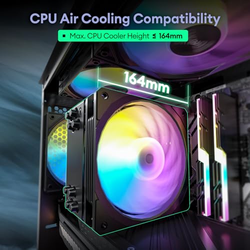 Micro ATX Case  4   120mm ARGB Non PWM Case Fans Pre Installed  MATX PC Case  Temper Glass Side Panel  with Type C  Black  Cypress 3 ARGB