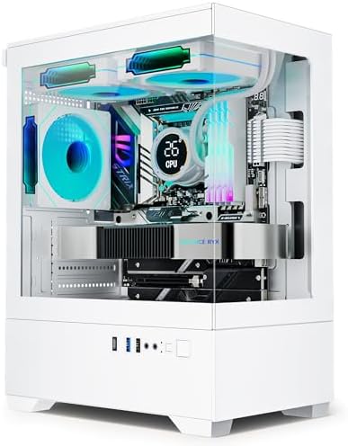 Micro ATX PC Case  Gaming MATX PC CASE with 3 PWM ARGB Fans Pre Installed  Type C Full View Dual Tempered Glass  Cpmputer CASE White