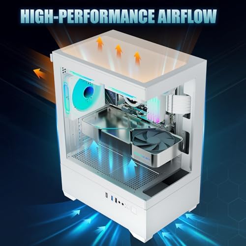 Micro ATX PC Case  Gaming MATX PC CASE with 3 PWM ARGB Fans Pre Installed  Type C Full View Dual Tempered Glass  Cpmputer CASE White