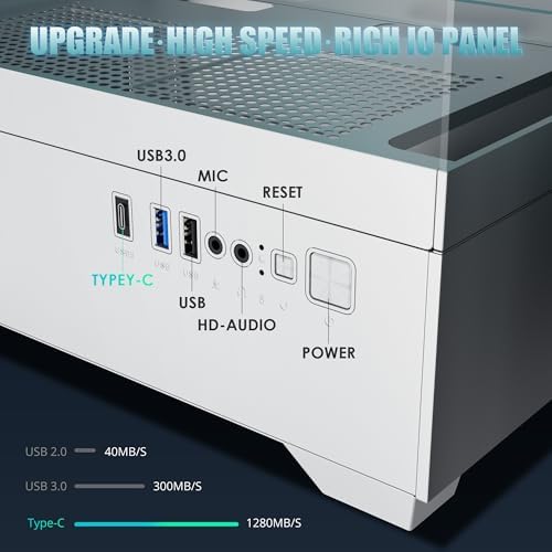 Micro ATX PC Case  Gaming MATX PC CASE with 3 PWM ARGB Fans Pre Installed  Type C Full View Dual Tempered Glass  Cpmputer CASE White