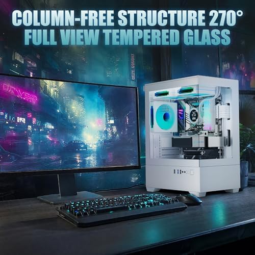 Micro ATX PC Case  Gaming MATX PC CASE with 3 PWM ARGB Fans Pre Installed  Type C Full View Dual Tempered Glass  Cpmputer CASE White