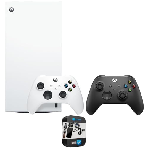 Microsoft EP2 00692 Xbox Series X 1TB All Digital Console  Disc Free Gaming    Robot White with Dual Controller  Robot White & Carbon Black  Bundle with 3 YR CPS Enhanced Protection Pack