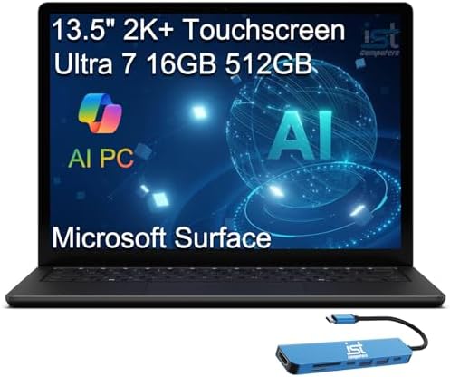 Microsoft Surface Laptop 6 AI PC for Business  13 5 2K  Touchscreen  Intel 16 Core Ultra 7 165H  > i7 1355U   16GB DDR5  1TB SSD   18 5 Hr Long Battery Life  Backlit  IR Webcam  IST HUB  Win 11 Pro