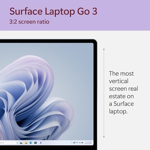 Microsoft Surface Laptop Go 3  2023    12 4 Touchscreen  Thin & Lightweight  Intel Core i5  8GB RAM  256GB SSD SSD  with Windows 11  Platinum Color Microsoft Copilot