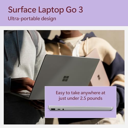 Microsoft Surface Laptop Go 3  2023    12 4 Touchscreen  Thin & Lightweight  Intel Core i5  8GB RAM  256GB SSD SSD  with Windows 11  Platinum Color Microsoft Copilot