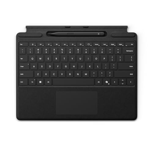 Microsoft Surface Pro Keyboard with Slim Pen 2 Bundle for Pro Copilot   11th Edition   Pro 9 and Pro 8  Alcantara Material  Black