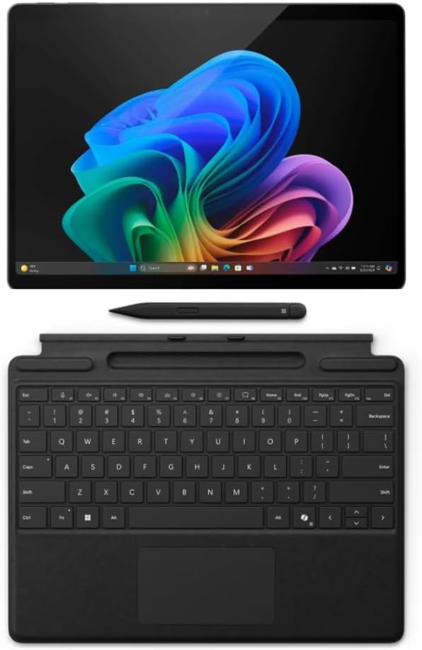 Microsoft Surface Pro 11 Bundle  13 Copilot  PC with Black Pro Keyboard & Slim Pen  Snapdragon X Plus  AI Tablet Essential Bundle for Surface Pro 11  16GB RAM  512GB SSD  Win 11 Pro
