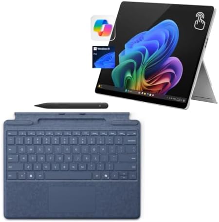 Microsoft Surface Pro 11 Bundle  13 Copilot  PC with Black Pro Keyboard & Slim Pen  Snapdragon X Plus  AI Tablet Essential Bundle for Surface Pro 11  16GB RAM  512GB SSD  Win 11 Pro