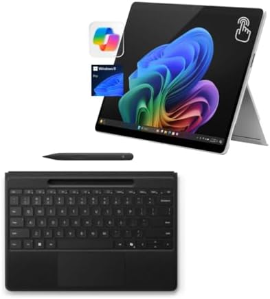 Microsoft Surface Pro 11 Bundle  13 Copilot  PC with Black Pro Keyboard & Slim Pen  Snapdragon X Plus  AI Tablet Essential Bundle for Surface Pro 11  16GB RAM  512GB SSD  Win 11 Pro