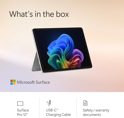 Microsoft Surface Pro 2 en 1 Laptop/Tablet (2025), Windows 11 Copilot+ PC, pantalla táctil de 12 pulgadas, Snapdragon X Plus (8 núcleos), 16 GB de RAM, 256 GB de almacenamiento, Platino