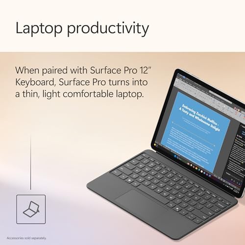 Microsoft Surface Pro 2 en 1 Laptop/Tablet (2025), Windows 11 Copilot+ PC, pantalla táctil de 12 pulgadas, Snapdragon X Plus (8 núcleos), 16 GB de RAM, 256 GB de almacenamiento, Platino