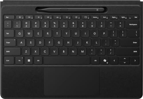 Microsoft Surface Pro Flex Keyboard with Pen Storage Alcantara Keyboard for Surface Pro Copilot   11th Edition   Pro 9 and 8  Windows 11 Copilot  PC  Black