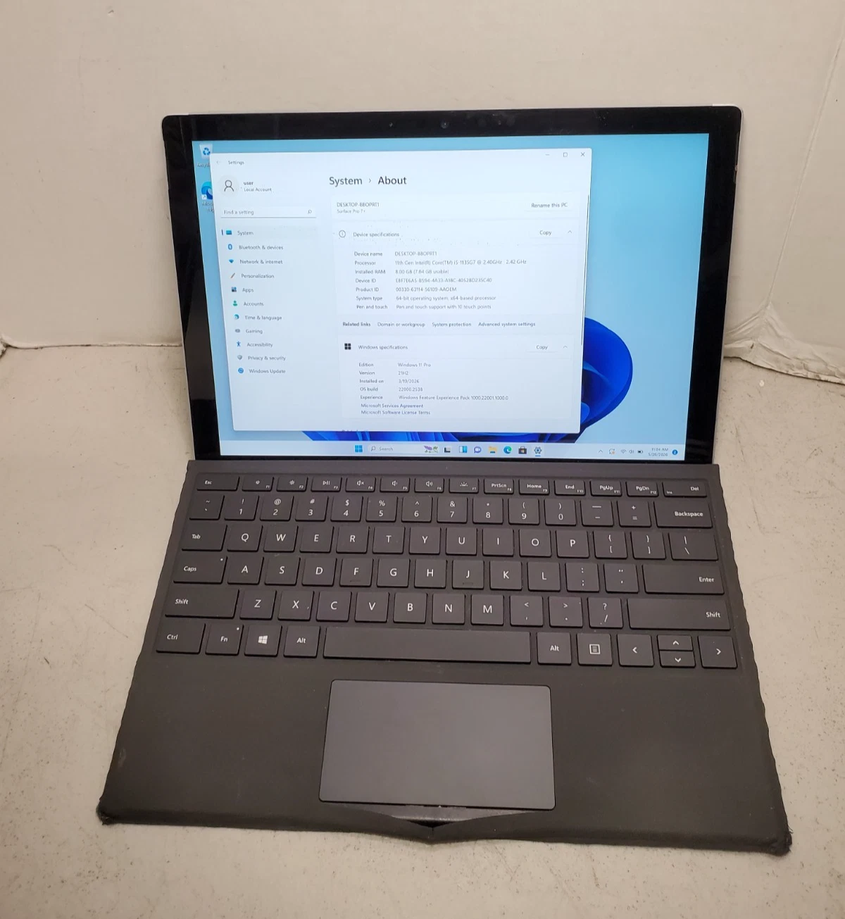 Microsoft Surface Pro 7  1960 i5 1135G7 8GB RAM 128GB Win11 #69