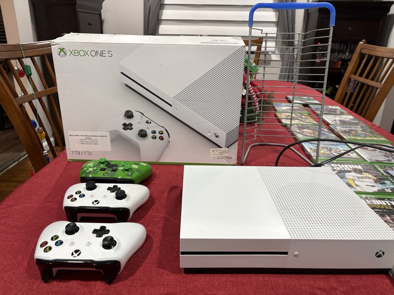 Microsoft Xbox One S White 1TB Console Tested Working Along With 17 GAMS & rack