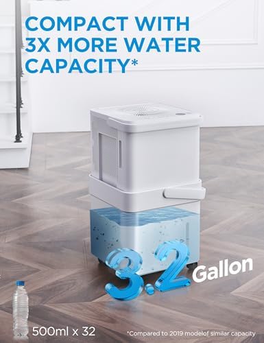 Midea Cube 20 Pint Dehumidifier for Basement  Up to 1 500 Sq  Ft  dehumidifier with drain hose  ENERGY STAR Certificated  Smart Control  Compatible with Alexa  White