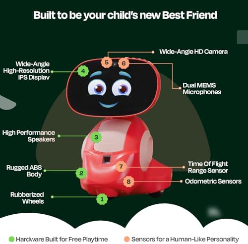 Miko 3 AI Robot for Kids   Smart Educational & STEAM Learning Robot with Interactive Apps  Games  Stories & Activities for Girls & Boys Ages 5 10   Red