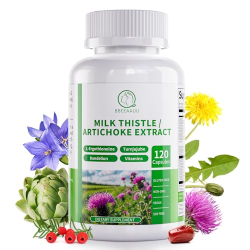 Milk Thistle Supplement  Liver Cleanse Detox & Repair Formula  16 in 1 Herbal Liver Support Pill with Artichoke  L Ergothioneine  Turnjujube Dandelion Extract for Liver & Antioxidant 120 Capsules