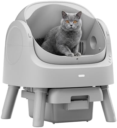 Mimfam Automatic Self Cleaning Litter Box  with 4 Pairs Infrared Senor  Open Top Design for Multi Cat Homes  Comes with Liner Bags and Cat Litter Mat  Grey