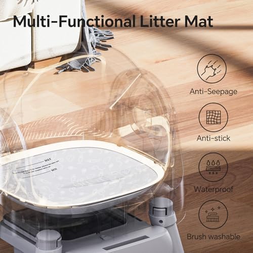 Mimfam Automatic Self Cleaning Litter Box  with 4 Pairs Infrared Senor  Open Top Design for Multi Cat Homes  Comes with Liner Bags and Cat Litter Mat  Grey