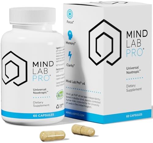 Mind Lab Pro  MLP  v4 Universal Nootropic  Brain Booster Supplement for Focus  Memory  Clarity  Energy   60 Count   Plant Based  Naturally Sourced Memory Vitamins for Better Brain Health  Made in USA