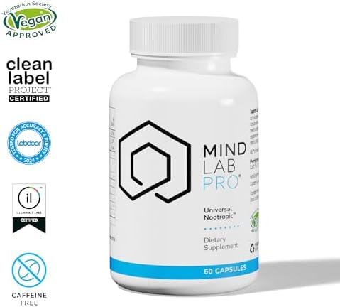 Mind Lab Pro  MLP  v4 Universal Nootropic  Brain Booster Supplement for Focus  Memory  Clarity  Energy   60 Count   Plant Based  Naturally Sourced Memory Vitamins for Better Brain Health  Made in USA