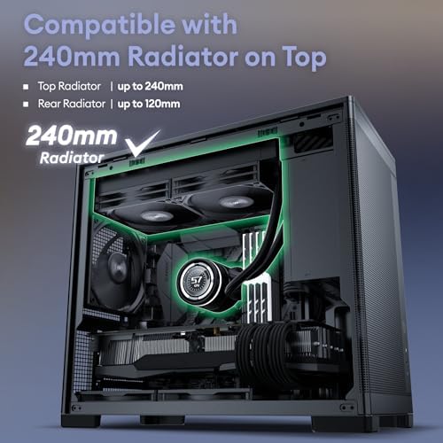 MiniArt 4 Micro ATX PC case  2x120mm Reverse 3 Pin Fans & 1x120mm 3 Pin Fan Pre Installed  240mm Radiator Support  Compact MATX Case  Front Mounted PSU  MiniArt Series Black