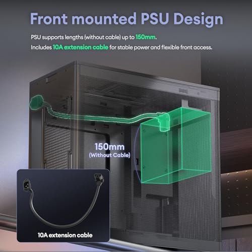 MiniArt 4 Micro ATX PC case  2x120mm Reverse 3 Pin Fans & 1x120mm 3 Pin Fan Pre Installed  240mm Radiator Support  Compact MATX Case  Front Mounted PSU  MiniArt Series Black