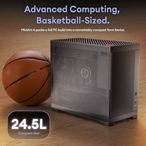 MiniArt 4 Micro ATX PC case  2x120mm Reverse 3 Pin Fans & 1x120mm 3 Pin Fan Pre Installed  240mm Radiator Support  Compact MATX Case  Front Mounted PSU  MiniArt Series Black