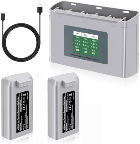 Mini 2 Series Intelligent Flight Battery 2 Packs 2400mAh Drone Batteries 31 Mins Max Flight Time  and 3 Slots Two Way Charging Station with LCD Display Compatible with DJI Mini 4K/2/2 SE/SE