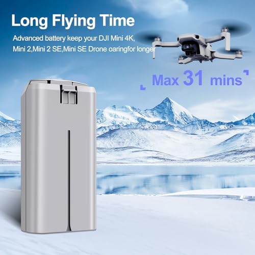 Mini 2 Series Intelligent Flight Battery 2 Packs 2400mAh Drone Batteries 31 Mins Max Flight Time  and 3 Slots Two Way Charging Station with LCD Display Compatible with DJI Mini 4K/2/2 SE/SE