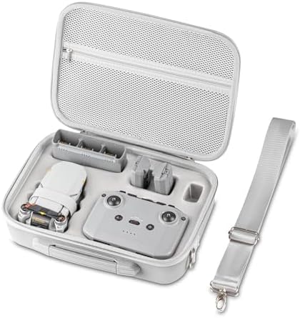 Mini 4K/2 SE/2 Fly More Combo Carrying Case  Portable Leather PU Case with Shoulder Strap  Drone Body Hard Shell Storage Bag Compatible for DJI Mini Accessories Crossbody &Two Way Zipper  Black