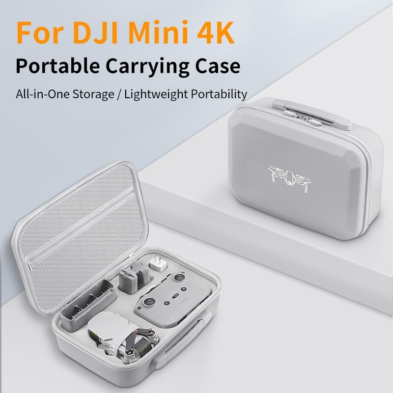 Mini 4K/2 SE/2 Fly More Combo Carrying Case  Portable Leather PU Case with Shoulder Strap  Drone Body Hard Shell Storage Bag Compatible for DJI Mini Accessories Crossbody &Two Way Zipper  Black